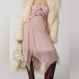 Urban Outfitters Beaded Mesh Floral Coquette Dress